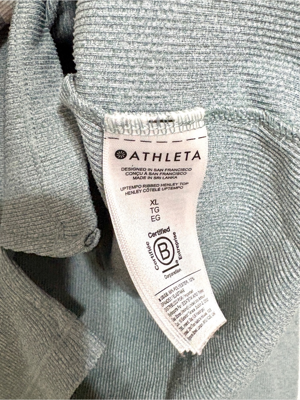 Athleta Uptempo Ribbed Women’s Long-Sleeve Henley Top Sage Green Size X-Large - Picture 6 of 7